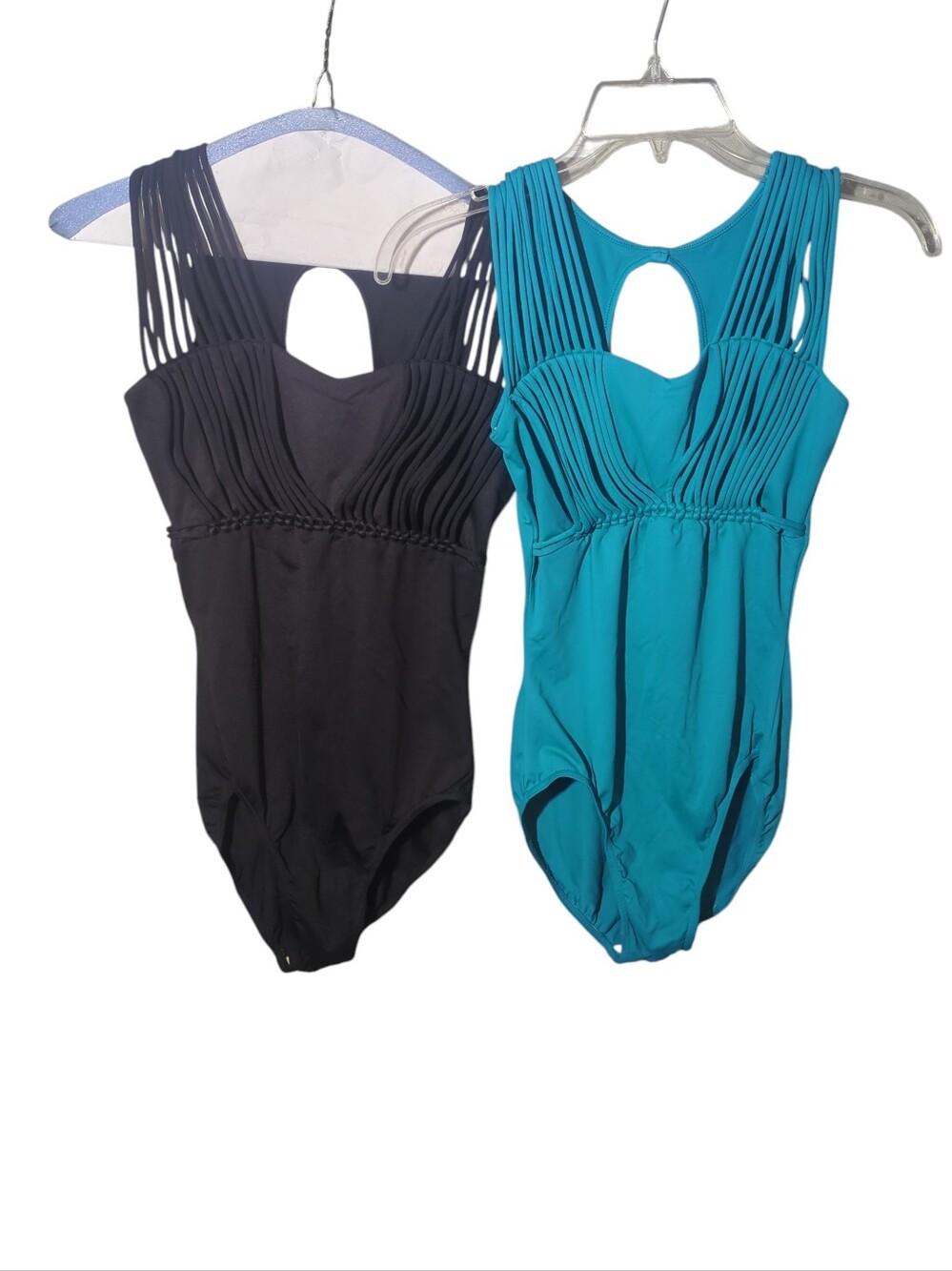 Mirella Kids Strappy One-Piece Leotard in Black and Teal